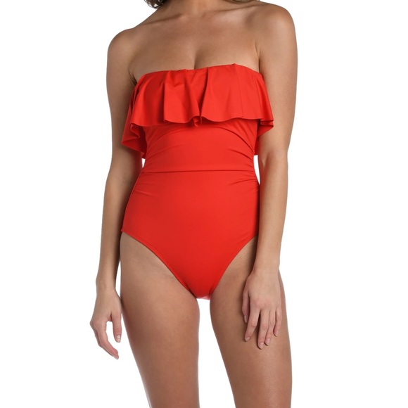 NWT - La Blanca Ruffle Flounce Bandeau One Piece - Picture 2 of 3